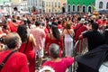 Crowd of Catholics attend mass in honor of Santa Barbara Royalty Free Stock Photo