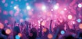 The crowd celebrating at a vibrant concert under colorful lights. AI generated image Royalty Free Stock Photo