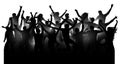 Crowd of cheerful people, dancing at the music concert, party, festival, club. Royalty Free Stock Photo