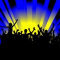 Crowd cheerful people silhouettes dancing at party Royalty Free Stock Photo