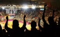 Crowd cheering at basketball stadium Royalty Free Stock Photo