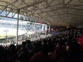 Crowd cheering for their teams. Cricket match. pakistan super league. National Stadium Karachi
