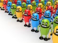 Crowd of colorful robots