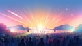 Crowd at concert summer music festival. Blurred people created with Generative AI Royalty Free Stock Photo