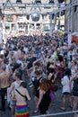 The crowd dancin at the Toronto Gay Pride fest Royalty Free Stock Photo