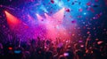 Crowd Dancing Ecstatically Under Confetti Rain Royalty Free Stock Photo