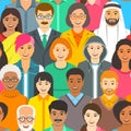 Crowd of different happy people seamless pattern Royalty Free Stock Photo