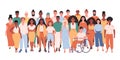 Crowd of different people of different races, body types, person with disability. Multicultural society. Social diversity of