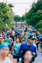 Crowd and diversity of people, men and women in the morning are running mini, half and full marathon in the park Royalty Free Stock Photo