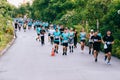 Crowd and diversity of people, men and women in the morning are running mini, half and full marathon in the park Royalty Free Stock Photo