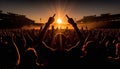 A crowd of enthusiastic fans cheer at a rock concert generated by AI