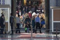 Crowd at the entrance to the Umayyad Mosque Royalty Free Stock Photo