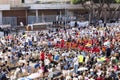 Crowd of faithful await Pope Francesco Bergoglio to celebrate the