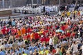 Crowd of faithful listen the Corpus Domini religious mass with Pope Francesco Bergoglio in Rome Royalty Free Stock Photo
