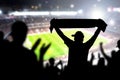 Crowd and fans in football stadium. People in soccer game. Royalty Free Stock Photo