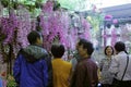 Crowd in flower market of taipei city