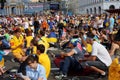 Crowd of football fans from different countries Royalty Free Stock Photo