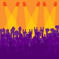 Crowd in front of concert scene vector. Royalty Free Stock Photo