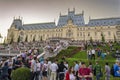 Crowd in front of the Palace of Culture Royalty Free Stock Photo