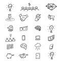 Crowd funding cartoon drawing icons set Royalty Free Stock Photo
