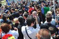 Crowd gather to salute King Mihai I of Romania