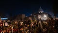 Crowd gathered in a cemetery in Mexico City for Day of the Dead parade Royalty Free Stock Photo