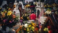 Crowd gathered in a cemetery in Mexico City for Day of the Dead parade