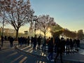 Crowd gathers around Princess Diana memorial, Paris