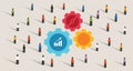Crowd and gears machine cogs working together team work collaboration Royalty Free Stock Photo