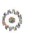 Crowd group forming cog wheel people flat 3d isometric vector