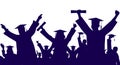 Crowd of happy graduate students in graduation academic caps. Cheerful people silhouette. Graduation party. Vector illustration Royalty Free Stock Photo