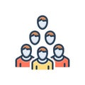 Color illustration icon for Crowd, population and human