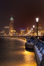 Crowd at illuminated Bund Boulevard, Shanghai, China Royalty Free Stock Photo