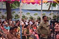 Crowd of Indian people gathered to celebrate a family celebration