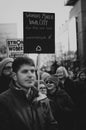 Crowd in Iowa City during Women`s March