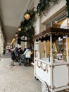 Crowd lines up for admission to Angelina, famous chocolate cafe, Paris