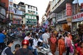 Crowd of local Nepalese people on the streets of Kathmandu