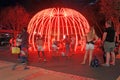 Crowd Look at Light Sculpture in Brisbane Parklands Royalty Free Stock Photo