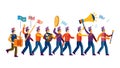 Crowd Marching Protest Celebration Teamwork Vector Art, vector design Generative AI Royalty Free Stock Photo