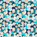 Crowd of masked people Covid-19 concept. Quarantine. 2019-nCoV Novel Corona virus concept banner. Samless pattern vector Royalty Free Stock Photo