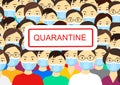 Crowd of masked people Covid-19 concept. Quarantine. 2019-nCoV Novel Corona virus concept banner