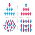 Crowd of men and women icon set