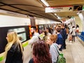 Passengers on Athens Metro Platform, Greece