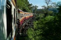 Crowd of passengers takes picture and record clip by phone during train trip in Thailand