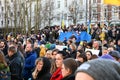 Crowd of people: Anti war protests demonstration in Aarhus, Denmark on 26 February 2022. Showing anti-war banners against the