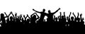 Crowd of people applauding silhouette. Cheerful audience, vector.