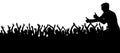 Crowd of people applauding silhouette. Silhouette crowd people cheering. Royalty Free Stock Photo