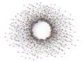 Crowd of people around of empty circle on a white background. Royalty Free Stock Photo