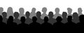 Crowd of people in the auditorium, silhouette vector. Audience cinema, theater. Royalty Free Stock Photo