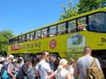 Crowd of people, bus stop, tourists in Vienna Royalty Free Stock Photo